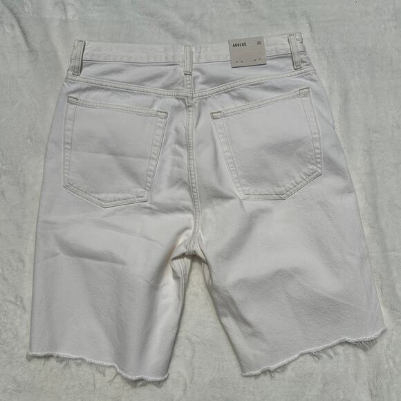 AGOLDE 90's Pinch Waist High Rise Cutoff Jean Shorts Porcelain White Size 30 - Picture 7 of 14